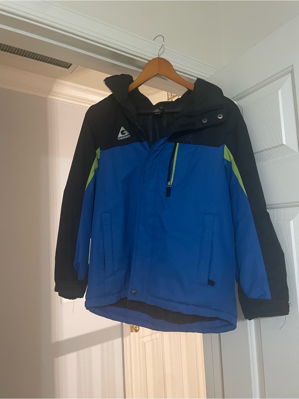Gerry Weber Kids' Blue and Black Puffer Jacket with Lime Accents